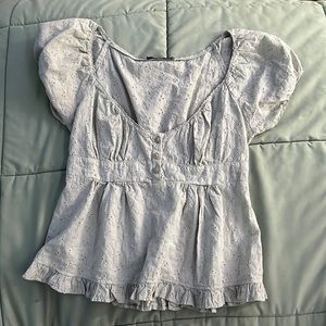 Brandy Melville Green Eyelet Babydoll Top